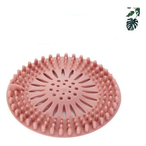 Bouchon et récupérateur de cheveux en silicone pour bonde de douche avec ventouse, rose - Pour la cuisine et la salle de bain (1/5)