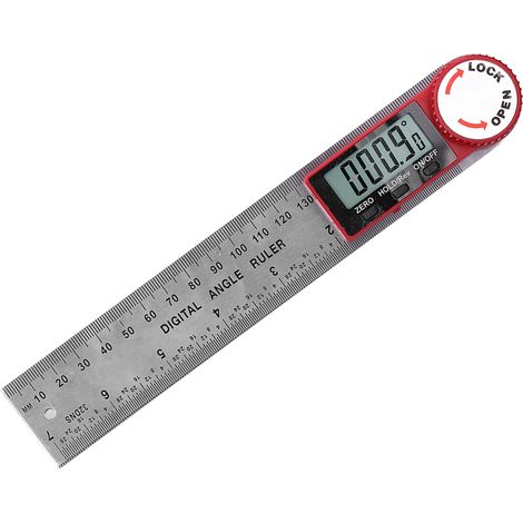 Rapporteur numérique 360° avec affichage digital, règle électronique portable en acier inoxydable résistant, mesure 200mm pour menuiserie et bricolage. (1/5)