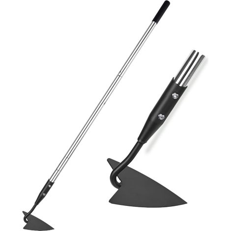 Binette de jardin triangulaire en acier au carbone avec long manche réglable en acier inoxydable de 144,8 cm – Outil à main de jardinage robuste pour faîtage, désherbage, bêchage (1/5)