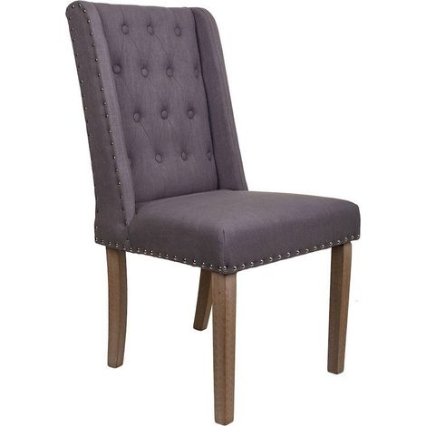 Chaise en bois tapissée gris style élégant pour salle à manger - gris anthracite et bois naturel (1/5)