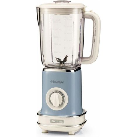 Ariete Vintage 568 - Frullatore da tavolo, capacita' 1,5L, potenza 500W, 2 velocita' + funzione Pulse, perfetto per smoothies e granite, caraffa plastica graduata, Celeste (1/10)