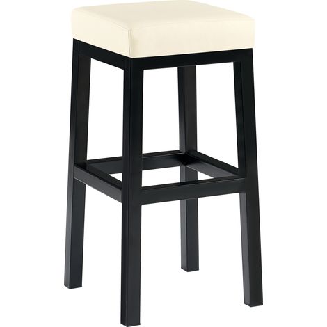 Taburete de bar Taylor Revestimiento de polipiel Altura del asiento 78 cm Estructura de metal negro Crema