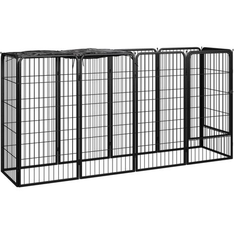 10-tlg. Hundelaufstall Schwarz 50x100cm Stahl Pulverbeschichtet