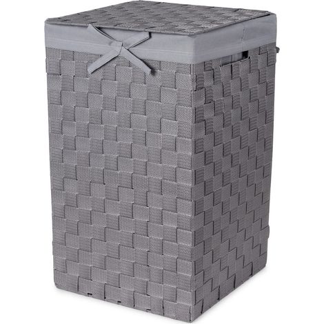 Compactor Tex Cesto Portabiancheria Quadrato Con Coperchio, Grigio, Tessuto Con Struttura In Metallo, Fodera In Lino Rimovibile, 30 x 30 x 50 cm, RAN6890 (1/8)
