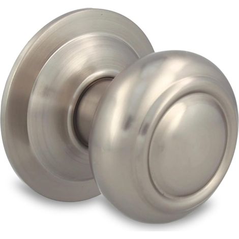 Bouton rond pour portes extérieures d’entrée - Poignée pour porte principale de la maison - Diamètre du bouton Ø70 mm - Laiton - Argenté - Comprend vis et écrou de fixation (1/5)
