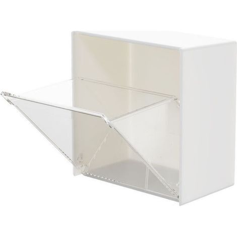 Boîte de rangement murale à clapet, porte-cotons-tiges en plastique, distributeur de cotons, de boules de fil dentaire et d'élastiques (1/5)