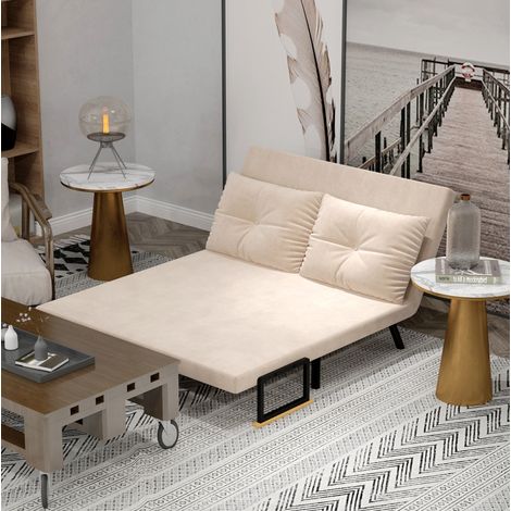 Poltrona letto reclinabile in poliestere beige OKMYHOME (1/5)