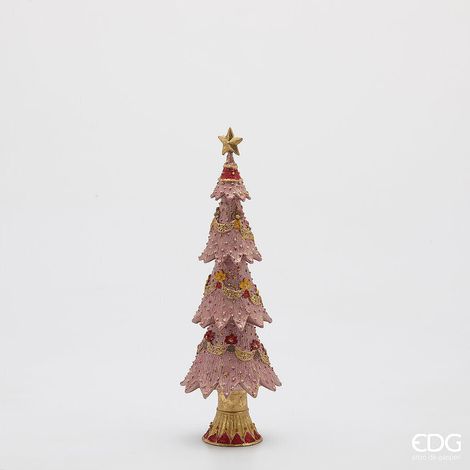 EDG Enzo De Gasperi Decoro Decoglitter Pino di Natale H 34,5 Cm D 11 Cm Poliresina Mix Rosa (1/4)