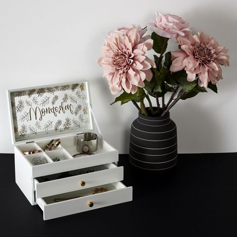 Boîte à Bijoux - HOME DECO FACTORY - Compacte - 3 Étagères - Blanche (1/7)