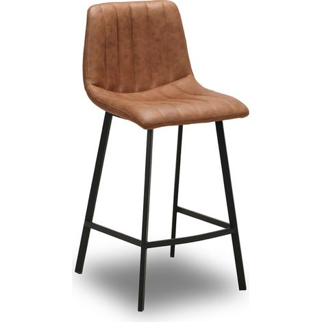 Tabouret de bar Eden marron PU pieds métal Takasit