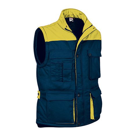 Chaleco multibolsillos en colores combinados Thunder L Azul marino / Amarillo limón