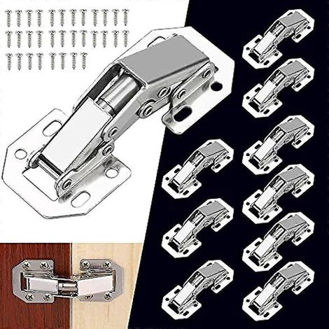 Charnières de meuble (lot de 10) : charnières invisibles à 90° pour portes de placard, fermeture amortie, installation facile, vis incluses.