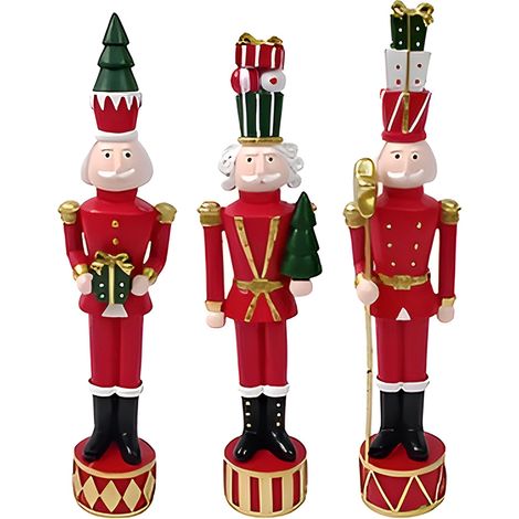 Set di 3 Soldatini soldato Schiaccianoce Natalizio alto cm33 decorazioni natalizie albero di natale e pacchi regalo addobbo per casa idea regalo collezione