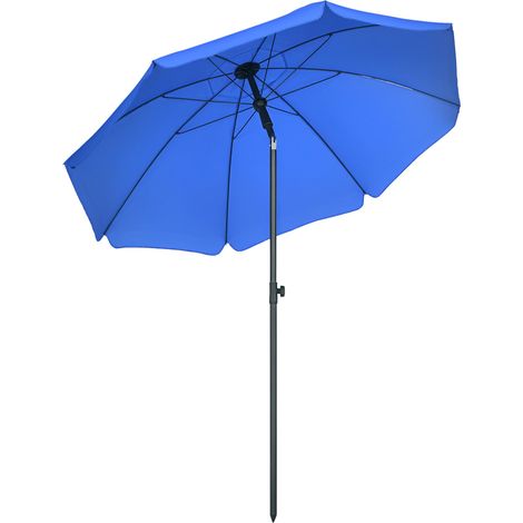 Parasol de plage avec protection UV50+, mât de 32 mm de diamètre et toile réglable 180 x 209 cm, bleu (1/5)