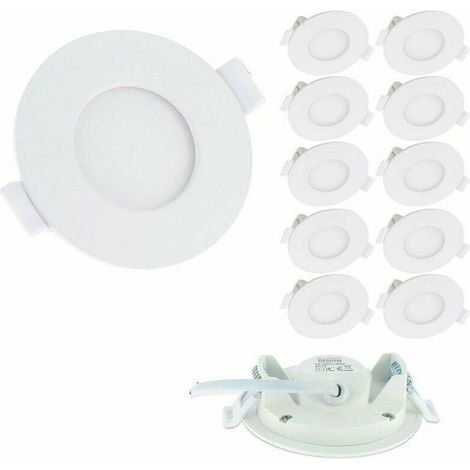Set of 10 Recessed Spotlights LED Panel Extra-Flat 3W  Color Temperature: Warm White 3000K (1/4)