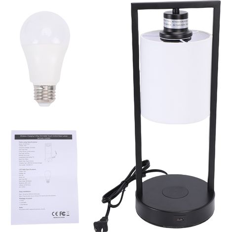 Lampe Chevet Vintage avec Charge Sans Fil Abat-Jour Tissu Blanc Contrôle Tactile 3 Niveaux Réglable Lumière Chaude – Chargeur 10W Ampoule E26 Incluse Port USB Chambre Salon Bureau Abat-Jour (1/5)
