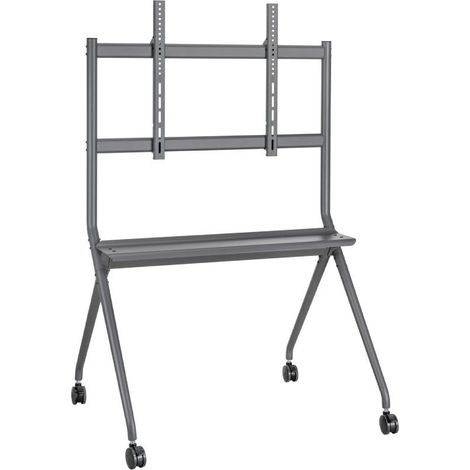 AISENS Bodenstativ Pro mit Rad, 1 Ablage für interaktiven Bildschirm/TV 120kg De 50-86, Schwarz