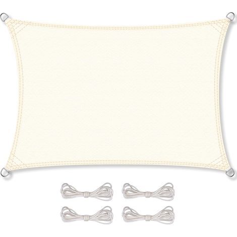 CelinaSun Voile d'ombragePare-Soleil Jardin Balcon Polyéthylène HDPE Respirant Rectangle 2 x 5 m Blanc crème (1/5)