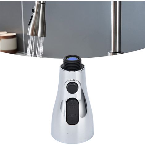 Pommeau de douche extractible à double lame trifonctionnel G1/2 finition brossée et filtre à eau en maille, taille réduite (Modèle 02) (1/5)