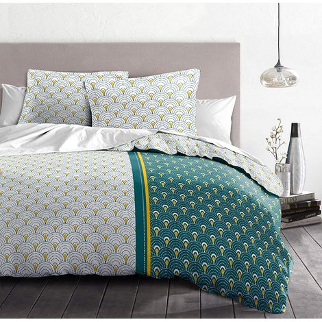 Parure de draps 4 pièces coton 57 fils vert 240x300 cm - RAINBOW (1/4)