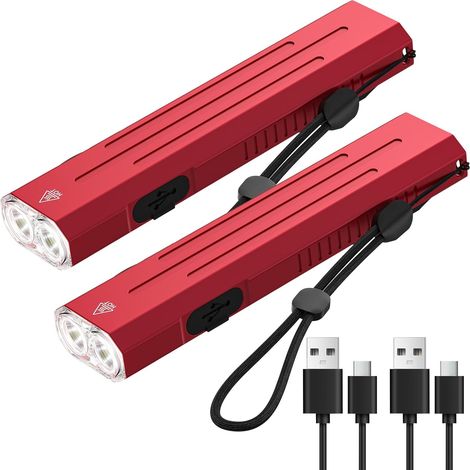 Lot de 2 lampes torches EDC rechargeables de 1600 lumens, lampe plate magnétique de poche avec modes stroboscopique et SOS pour le camping, le travail et les réparations. (1/4)