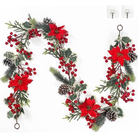 Guirlandes de Baies artificielles avec Feuilles Vertes - Guirlandes de Noël avec Baies Rouges - Guirlande de Sapin - Guirlande de Baie Rouges pour Mariage, Vacances, cheminée (1/5)