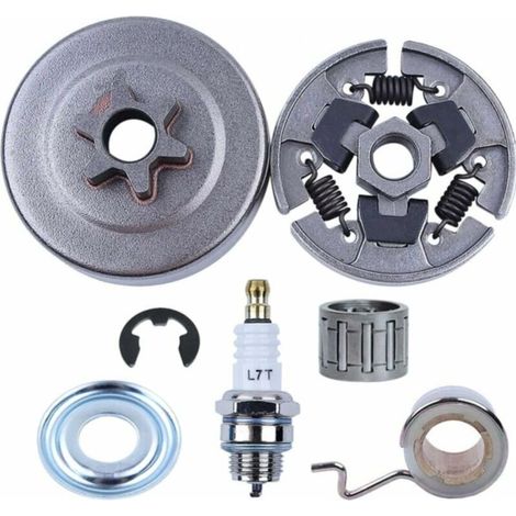 Kit de 3/8 Pignon Embrayage pour Stihl 017 018 MS170 MS180 021 023 025 MS210 MS230 MS250, ADEFOL Pignon + Tambour d'embrayage + Roulement + Vis sans fin + Rondelle + E-Clip + Bougie