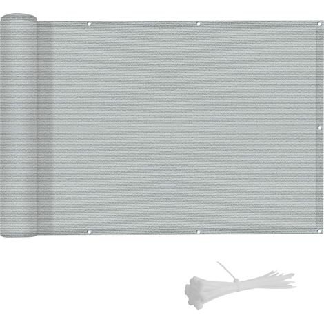 Brise-Vue Balcon - 90 x 300 cm - Tissu HDPE Haute Densité - Protection UV 95 % - Imperméable et Coupe-Vent - Gris - 1 Pièce