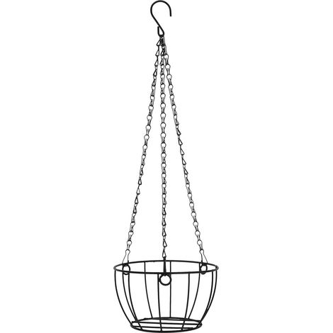 Panier suspendu rond SUPVOX en fer noir, au design polyvalent et résistant aux intempéries, idéal (1/5)