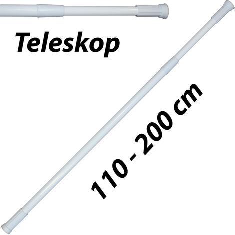 Verstellbare Aluminium-Duschstange von 110 bis 200 cm Weiß - M S V