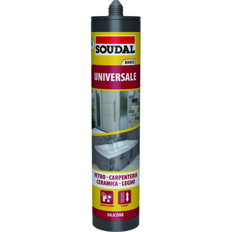 Soudal SILICONE ACETICO UNIVERSALE  ml. 280 - Bianco avorio Ral 1013 - 12 Pezzi