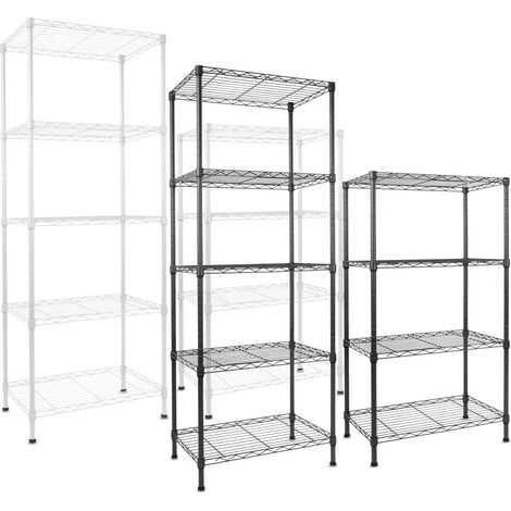Mammut – Étagère en métal 4 étagères noir 55 x 35 x 110 cm – Charge max 250 kg – Acier avec revêtement en poudre – Montage sans outils