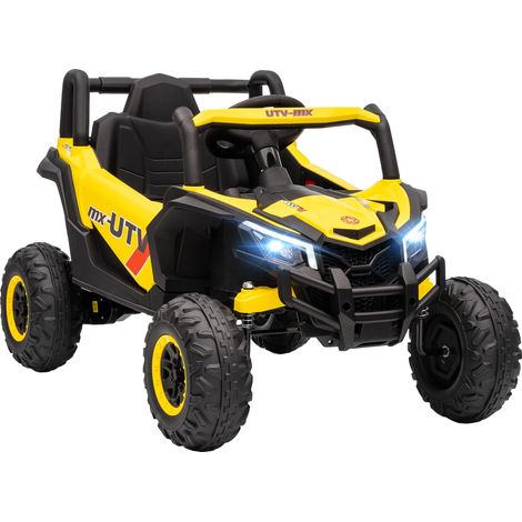Voiture électrique enfants UTV 12 V, buggy électrique enfants avec télécommande, 96 x 61 x 56 cm, jaune