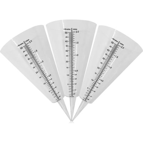 Pluviomètre conique en plastique transparent, lot de 3 Pluviomètre gradué, installation et retrait rapides, pour une utilisation en agriculture et au quotidien (1/5)