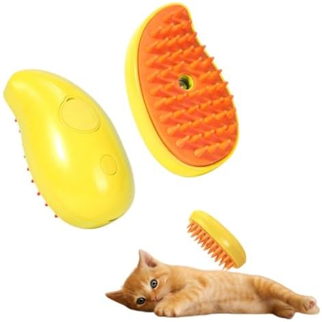 Brosse Vapeur Chat, Soin Démêlant, Silicone Doux, Anti-Noeuds, Toilettage, Poils Bouclés, Sécurité (1/5)