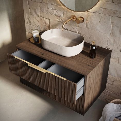 Badplaats Meuble sous-vasque Rimini 80 cm - Noyer brun -  Meuble