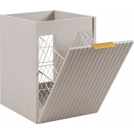 Furnidea - Meuble bas de salle de bain avec panier à linge FLOW cachemire 40 cm (1/5)