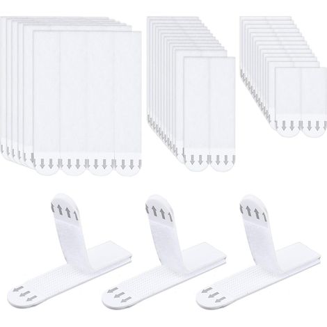 36 paires (72 bandes) de bandes adhésives auto-agrippantes ultra-résistantes pour accrocher des tableaux, 3 tailles, sans clous.