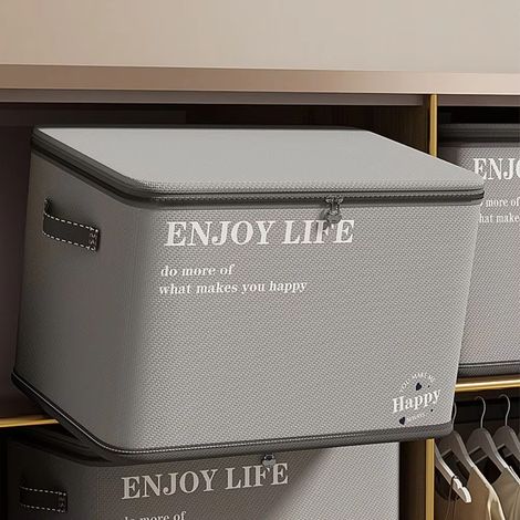 150L Extra Large Capacity Fabric Storage Box with Lid, foldable, cotton and linen material, suitable for storing clothes.