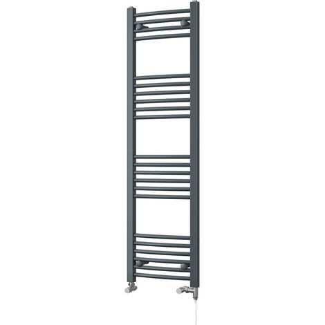 Zennor - Anthracite Dual Fuel Towel Rail H1400mm x W400mm Standard - Curved (1/3)