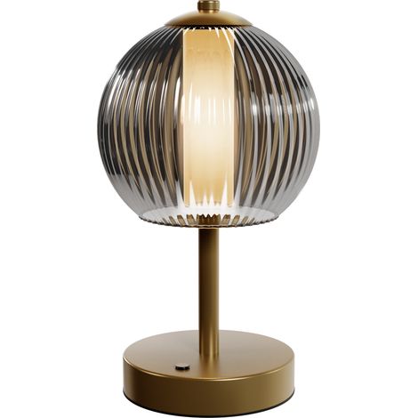 Lampe de table portable à LED en satin doré (1/2)