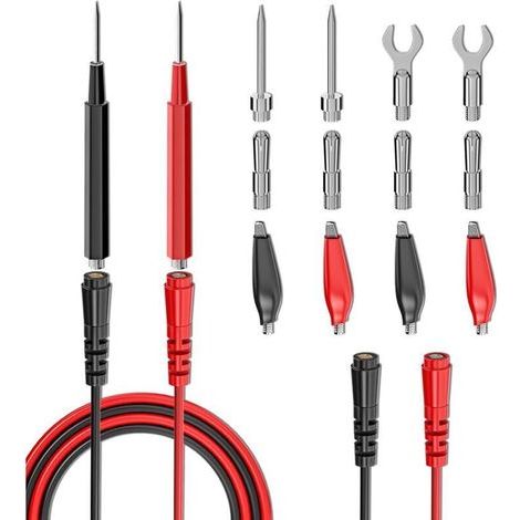 Kit de fils de test multimètre 16 pièces – pinces crocodile, sondes et fiches banane pour diagnostics électriques auto (1/4)