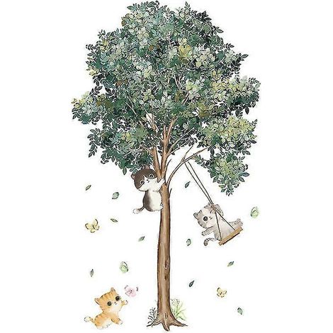 Stück Katzenbaum-Wandaufkleber, abnehmbarer Baum-Wandaufkleber, DIY-Kunstdekor-Wandbild, grüne Küchendekoration für Wohnzimmer, Schlafzimmer, Fenster, Wandschrank (1/3)