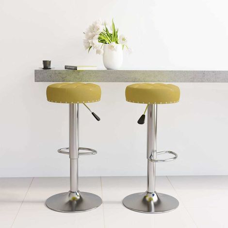 Tabourets de bar lot de 2 vert tissu (1/5)