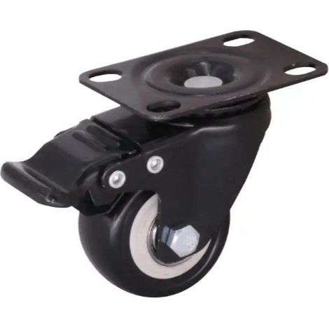 Ruedas giratorias pequeñas negras para muebles JSSEVN-20mm con 4 frenos, silenciosas y con capacidad de carga de 300 kg. (1/5)