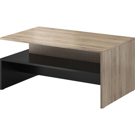 Tavolino basso RAMOS – Rovere e nero – Design contemporaneo – Ripiano di stoccaggio pratico