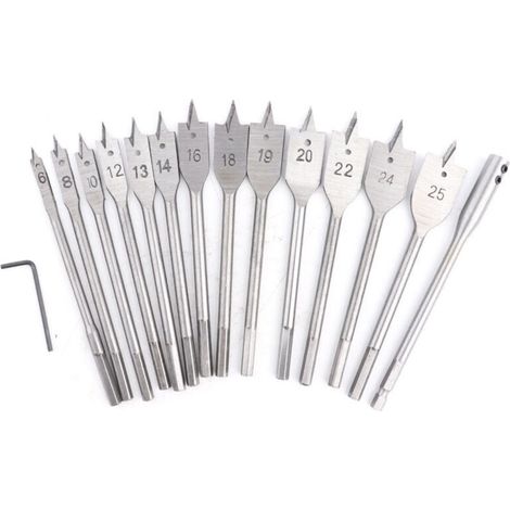 Jeffergarden Foret cloche antirouille et résistant à l'usure, plat, pour le travail du bois, 6-25 mm, pour outils de perçage électriques