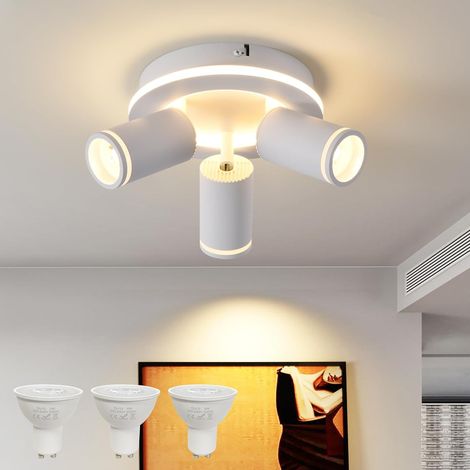 Round LED Ceiling Spotlight 3 Flames 15W+3x5W GU10 Spotlights, 3000K, White (1/5)