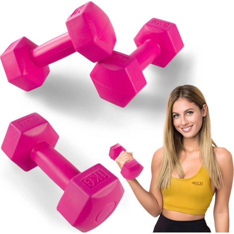 Manubri esagonali 4FIZJO - 2 pezzi neri 5 kg