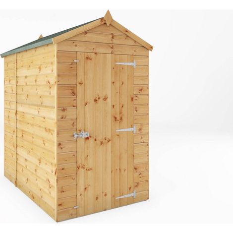 6 x 4 Feet Shiplap Apex Windowless Shed - Timber - L181.4 x W129.1 x H217.1 cm - Brown